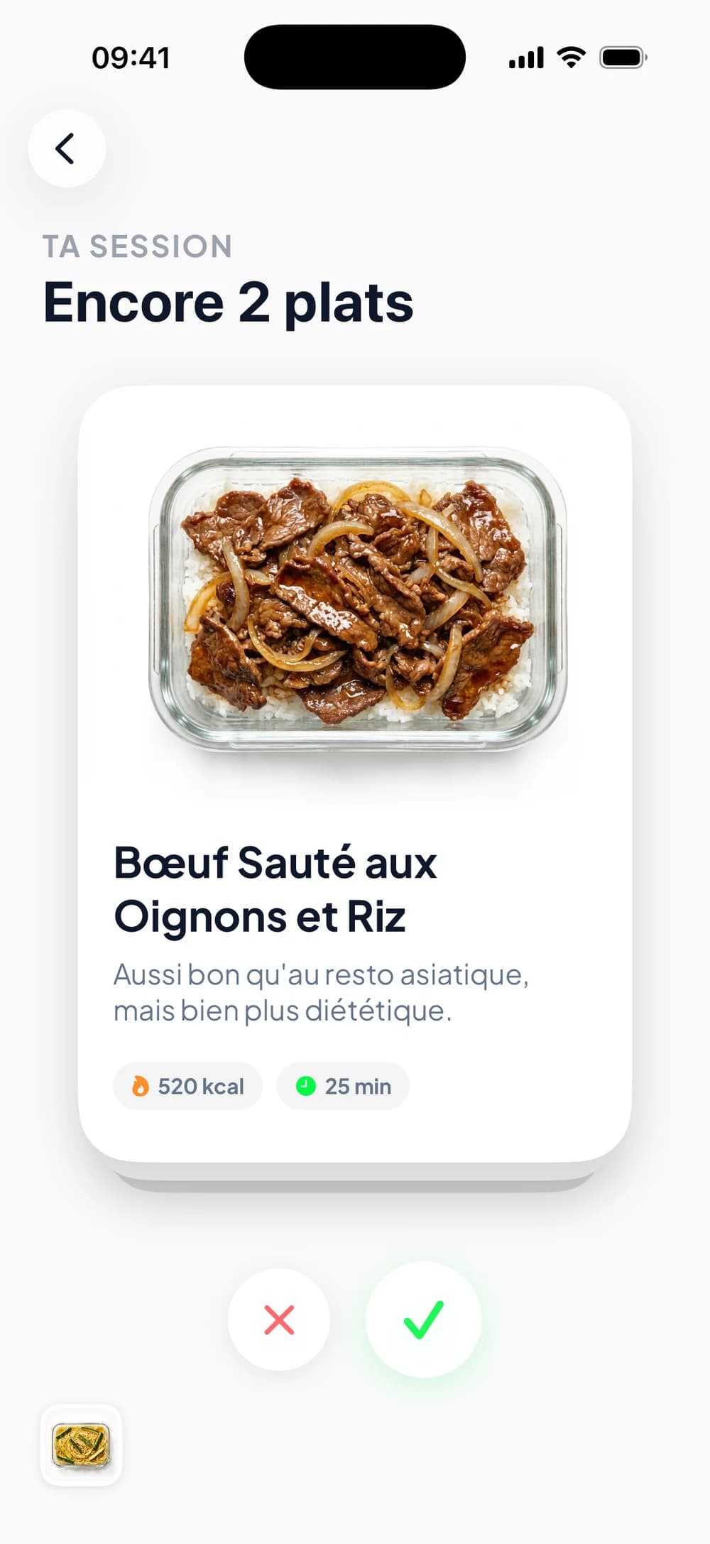 Choix des recettes pour une session de cuisine dans Émile